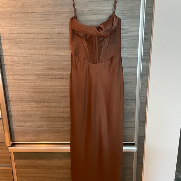 House of CB Charmaine chocolate corset maxi dress - Picture 2 of 5